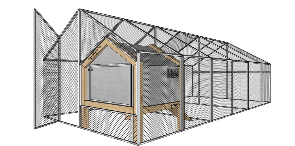 3D návrh velké voliéry MAGNUM s kurníkem DUO